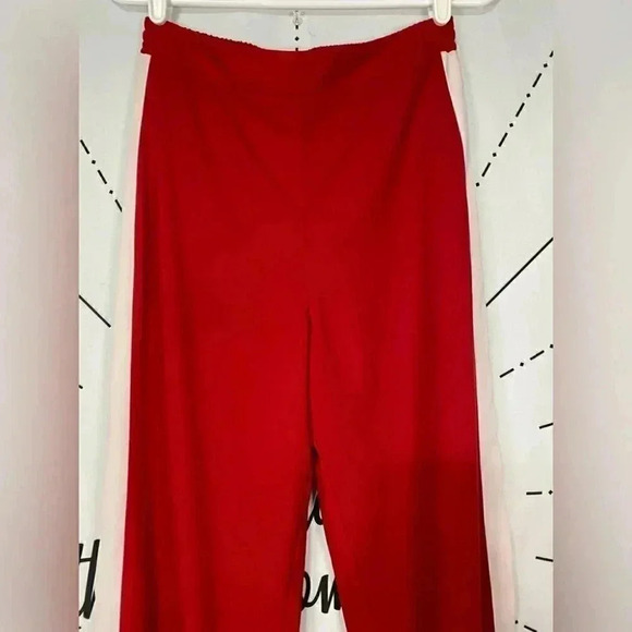 NWOT ASOS DESIGN Wide Leg Track Pants in Red with Contrast Stripe - Picture 4 of 7